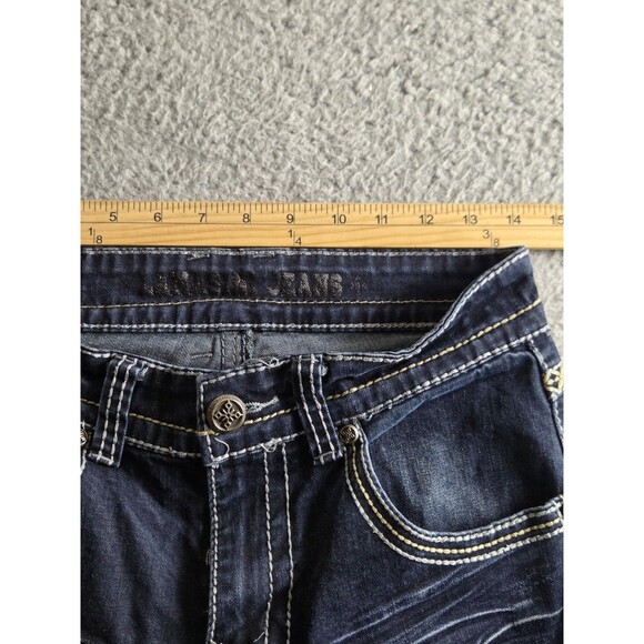 Lamasini Jeans Mens 30x30 Measure 28x32 Blue Denim Distressed Embellished Grunge - Picture 6 of 13